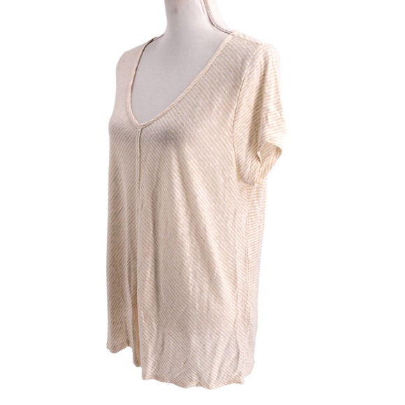 🚨Sundance Womens Size Large 100% Linen V-Neck Tee Shirt Short Sleeves Pullover - Picture 4 of 6